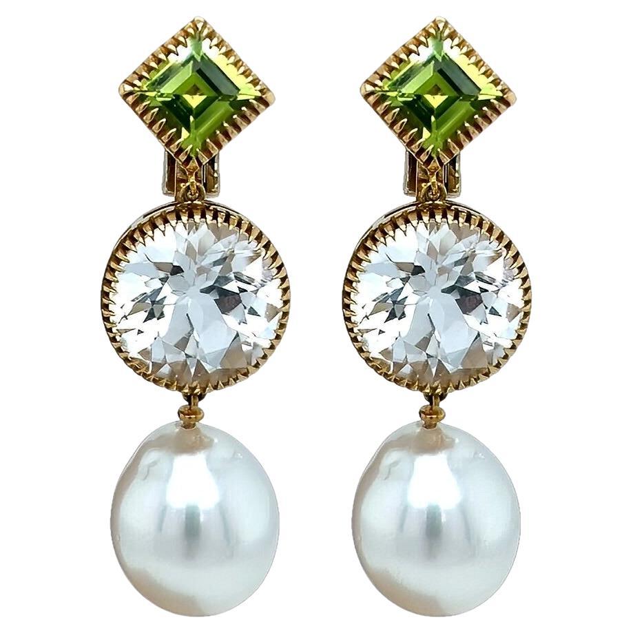 VERDURA Byzantinische Theodora Peridot Weißer Topas Perlenohrringe im Angebot