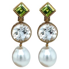 VERDURA Byzantine Theodora Peridot White Topaz Pearl Earrings