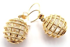 Verdura Caged Diamond Rock Crystal Yellow Gold Drop Earrings