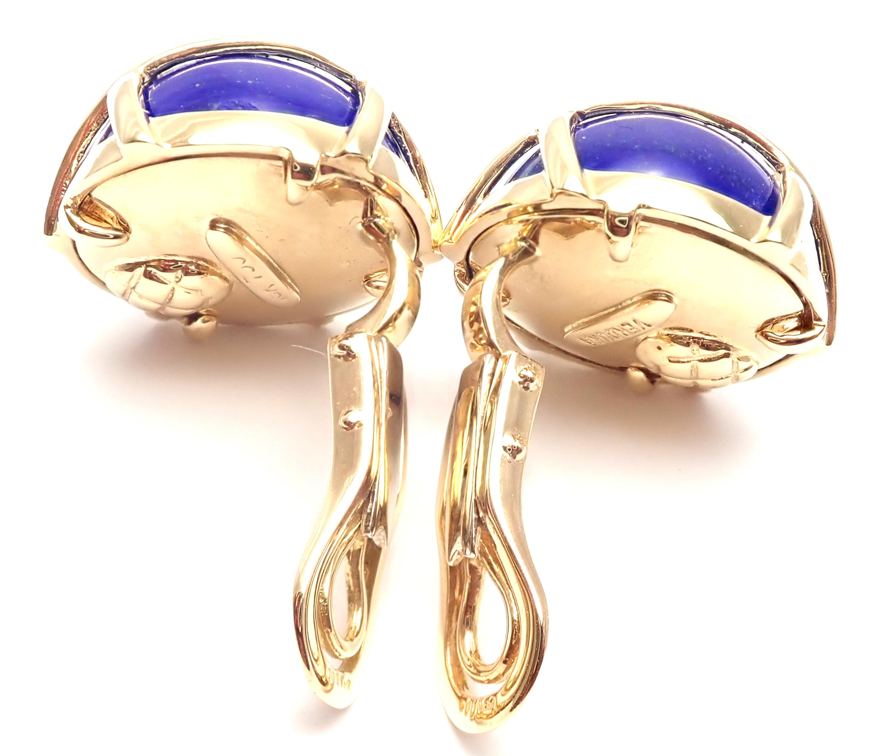 Verdura Caged Lapis Lazuli Yellow Gold Earrings 4