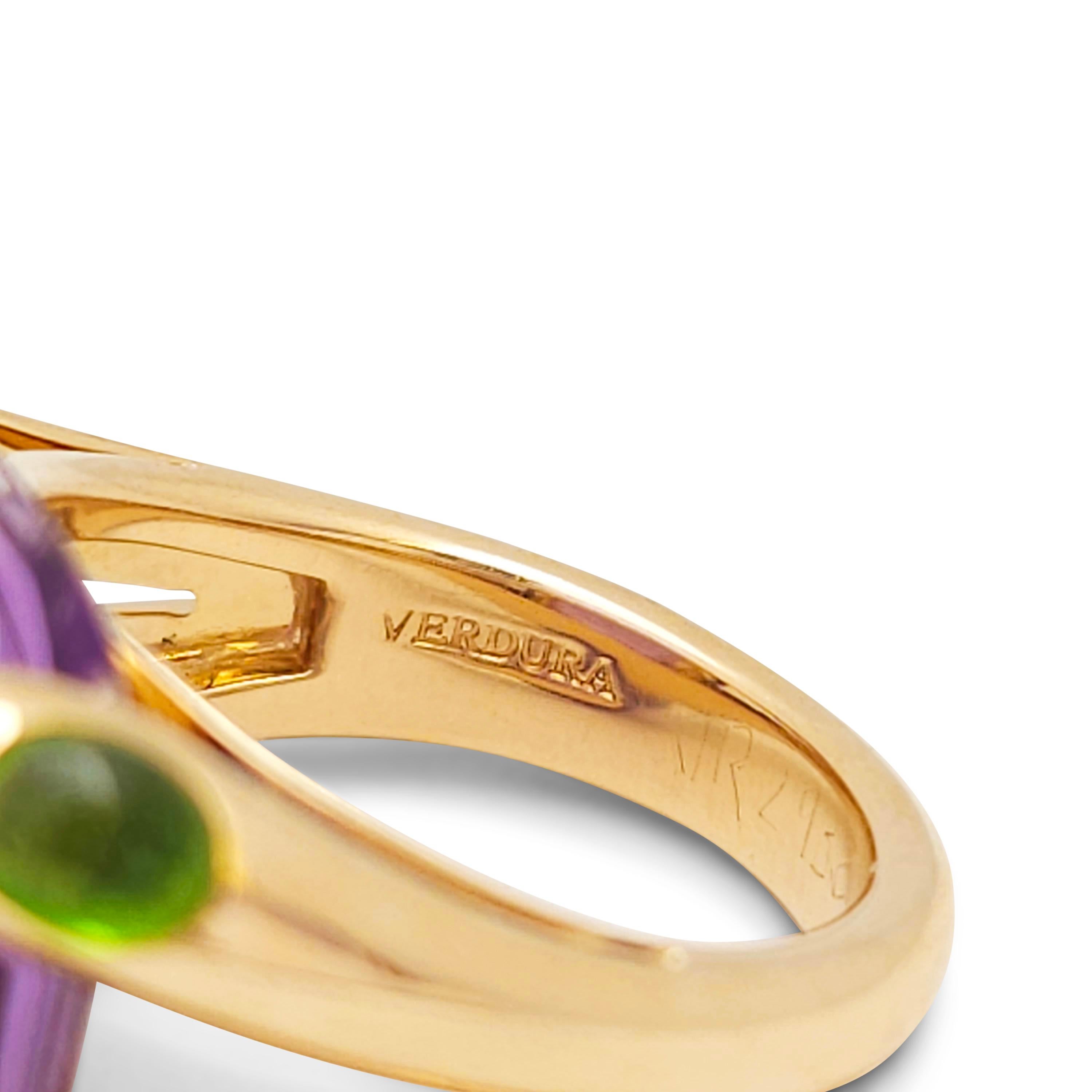 Contemporary Verdura 'Candy' Amethyst and Tourmaline Ring