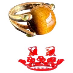 Verdura Candy Ring with Cats Eye and Chrome Tourmaline