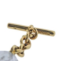 Verdura Carved Beryl Peridot Gold Y Necklace