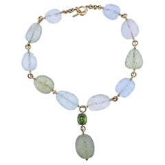 Verdura Carved Beryl Peridot Gold Y Necklace