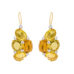 Verdura Citrine & Diamond Dangle Earrings