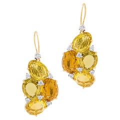 Verdura Citrine & Diamond Dangle Earrings