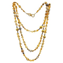 Antique Verdura Citrine Diamond Pearl Byzantine Long Necklace