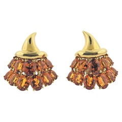 Verdura Citrine Gold Cornucopia Earrings