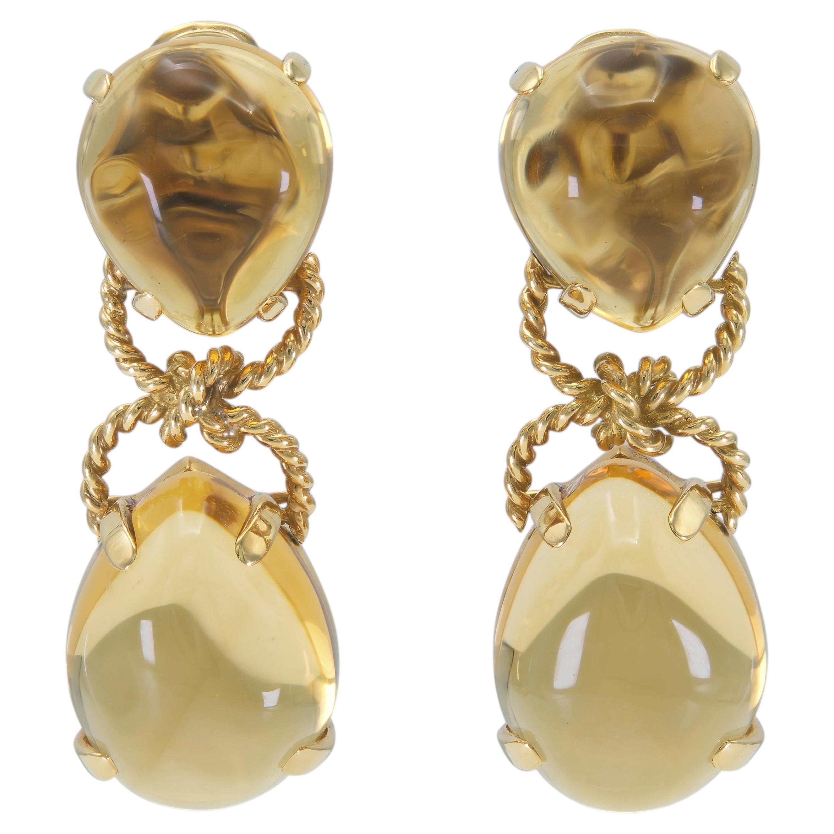 Boucles d'oreilles « Verdura » en citrine galet