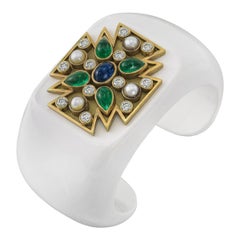 Verdura Cocholong, 18 Karat Gold and Gem-Set Maltese Cross Cuff