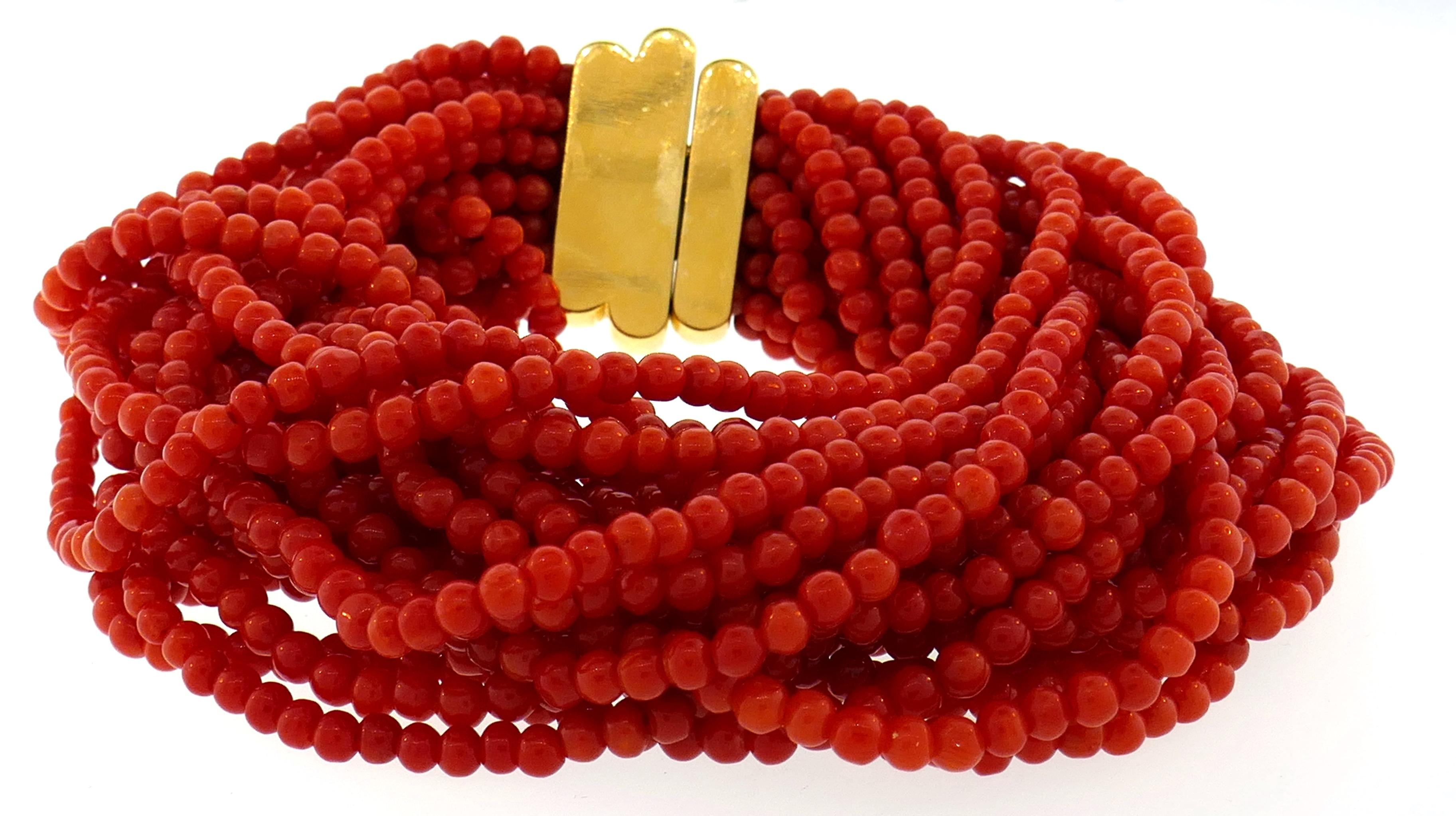 coral beaded bracelet