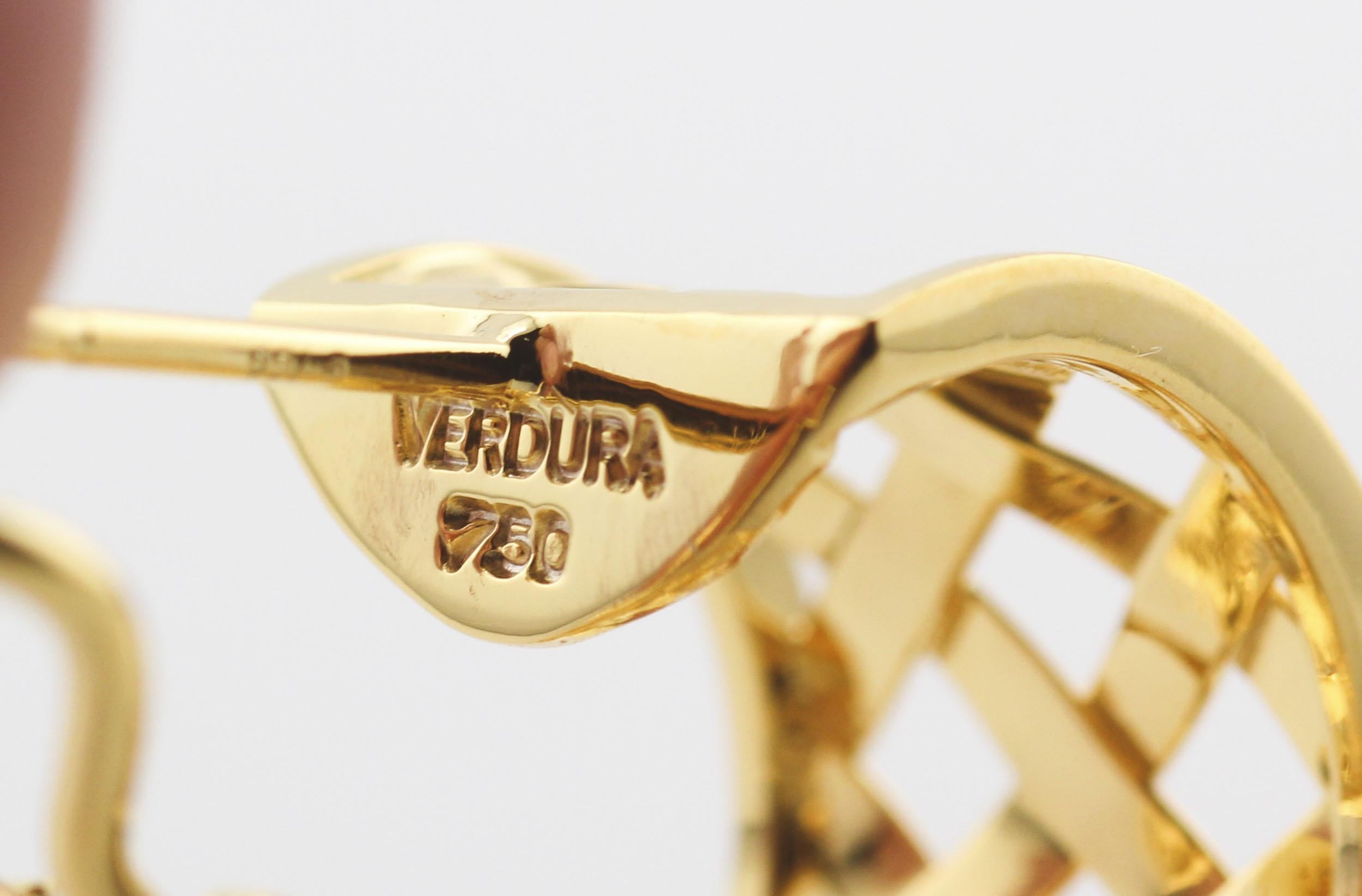 Verdura Créoles croisées en or jaune 18 carats en vente 2
