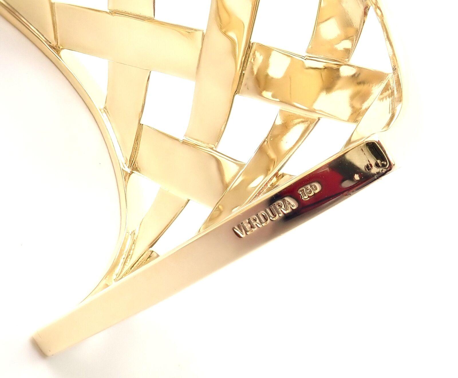 Verdura Criss Cross Wide Yellow Gold Cuff Bangle Bracelet For Sale 8
