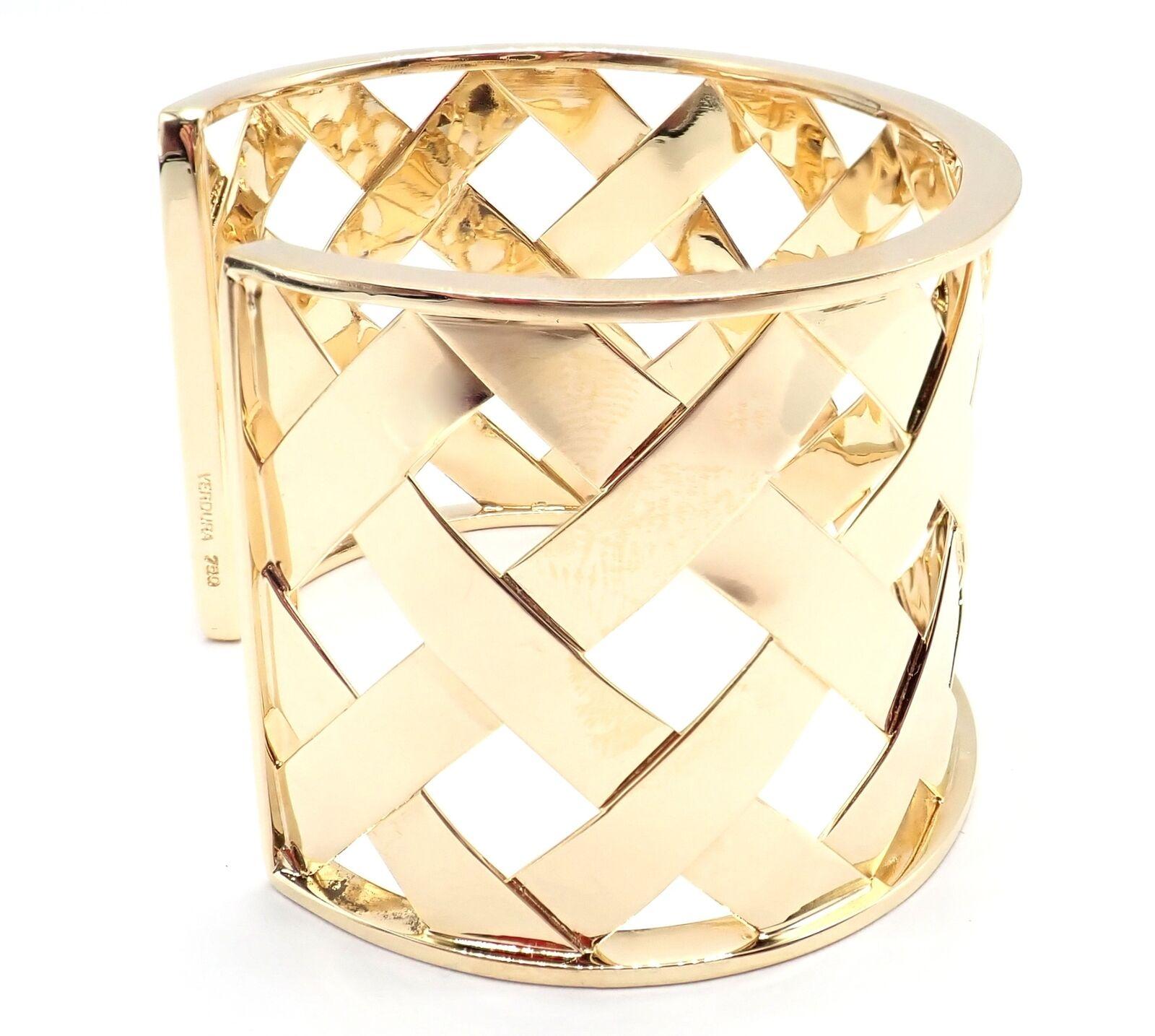 Verdura Criss Cross Wide Yellow Gold Cuff Bangle Bracelet For Sale 1
