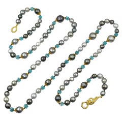 Verdura Cultured Pearl, Apatite and Diamond Necklace