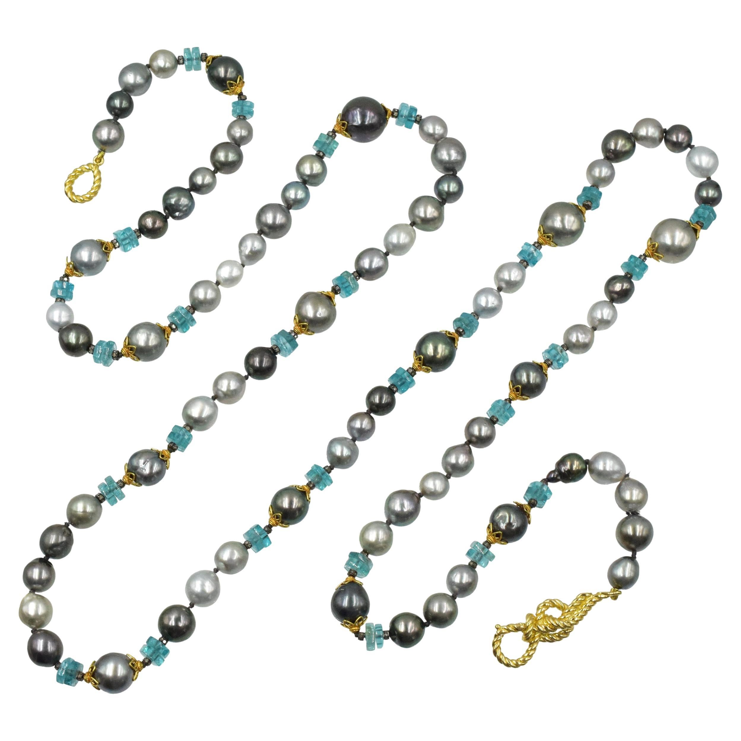 Verdura Cultured Pearl, Apatite and Diamond Necklace