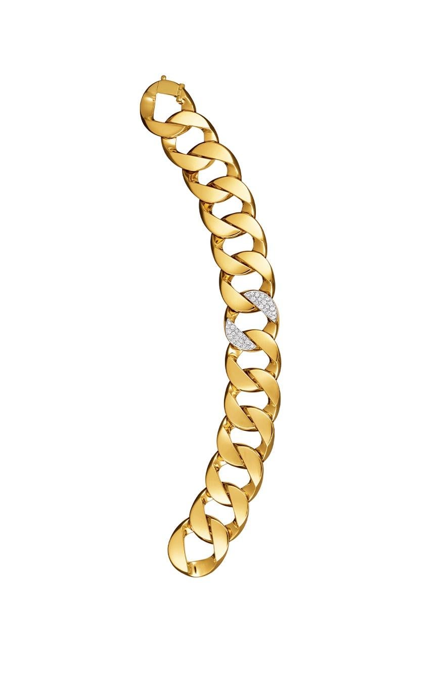 Round Cut Verdura Curb Link Bracelet With Diamond Links