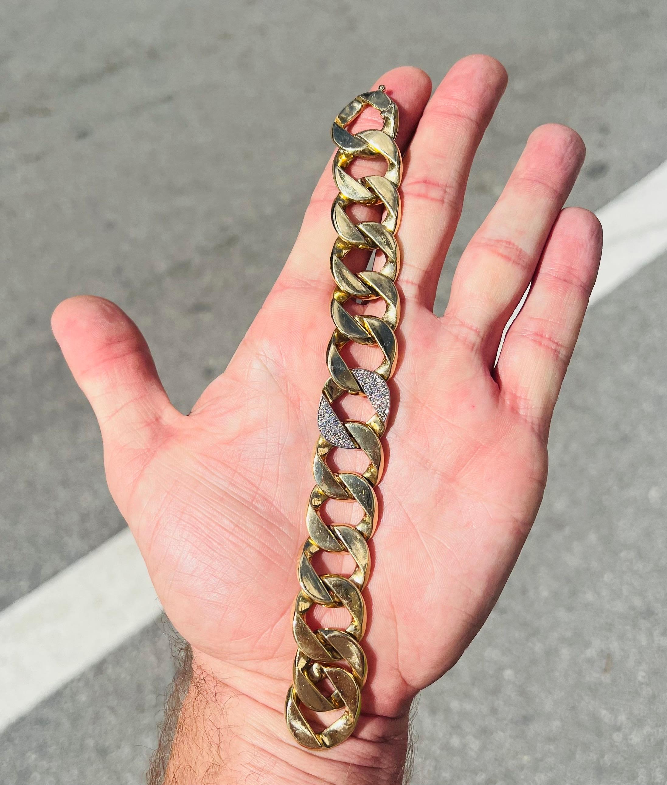 Women's or Men's Verdura Curb Link Bracelet With Diamond Links