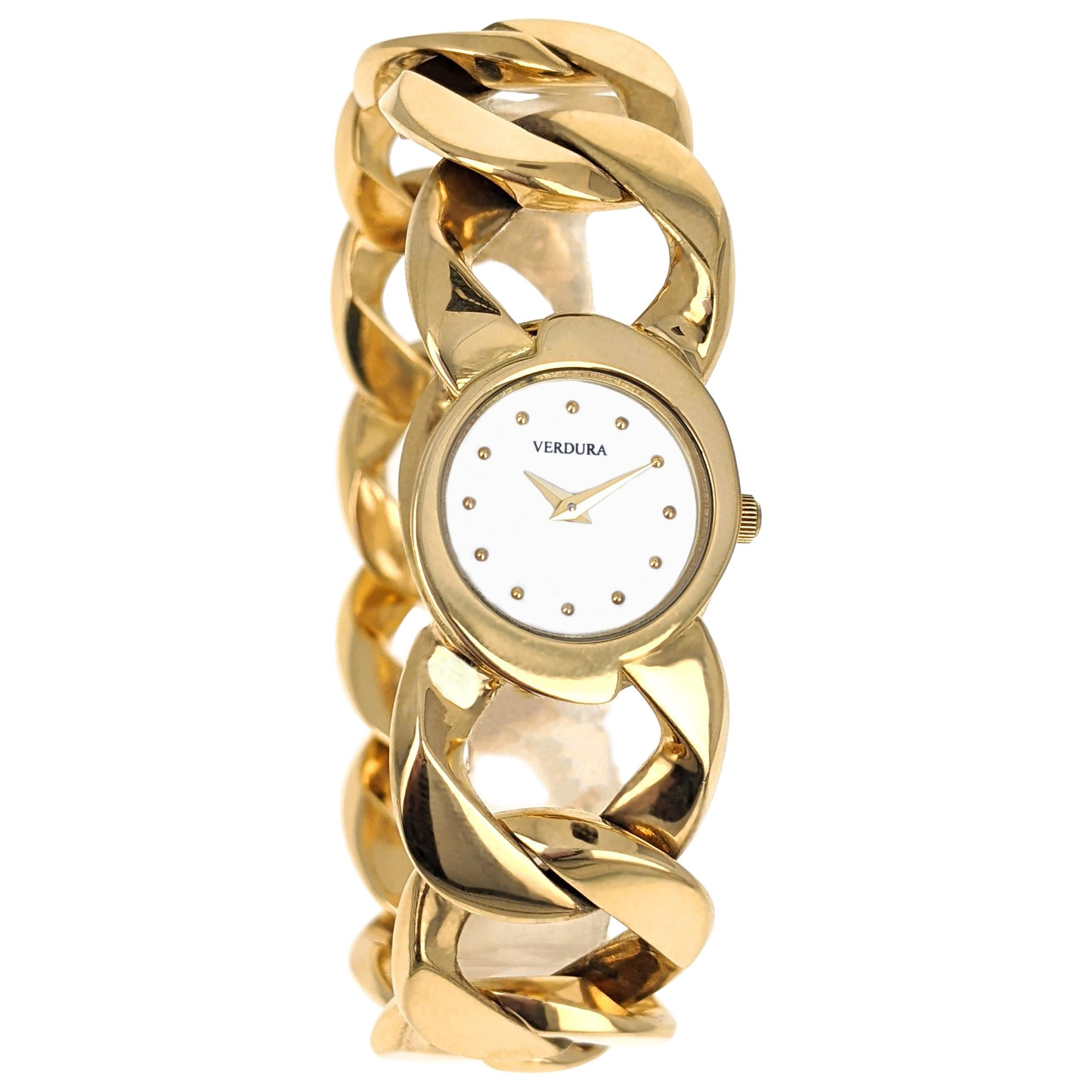 Verdura Curb Link Yellow Gold Watch Bracelet