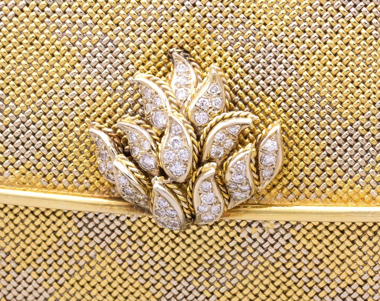 Women's Verdura Diamond 18 Karat Gold Mesh Purse Evening Bag For Sale