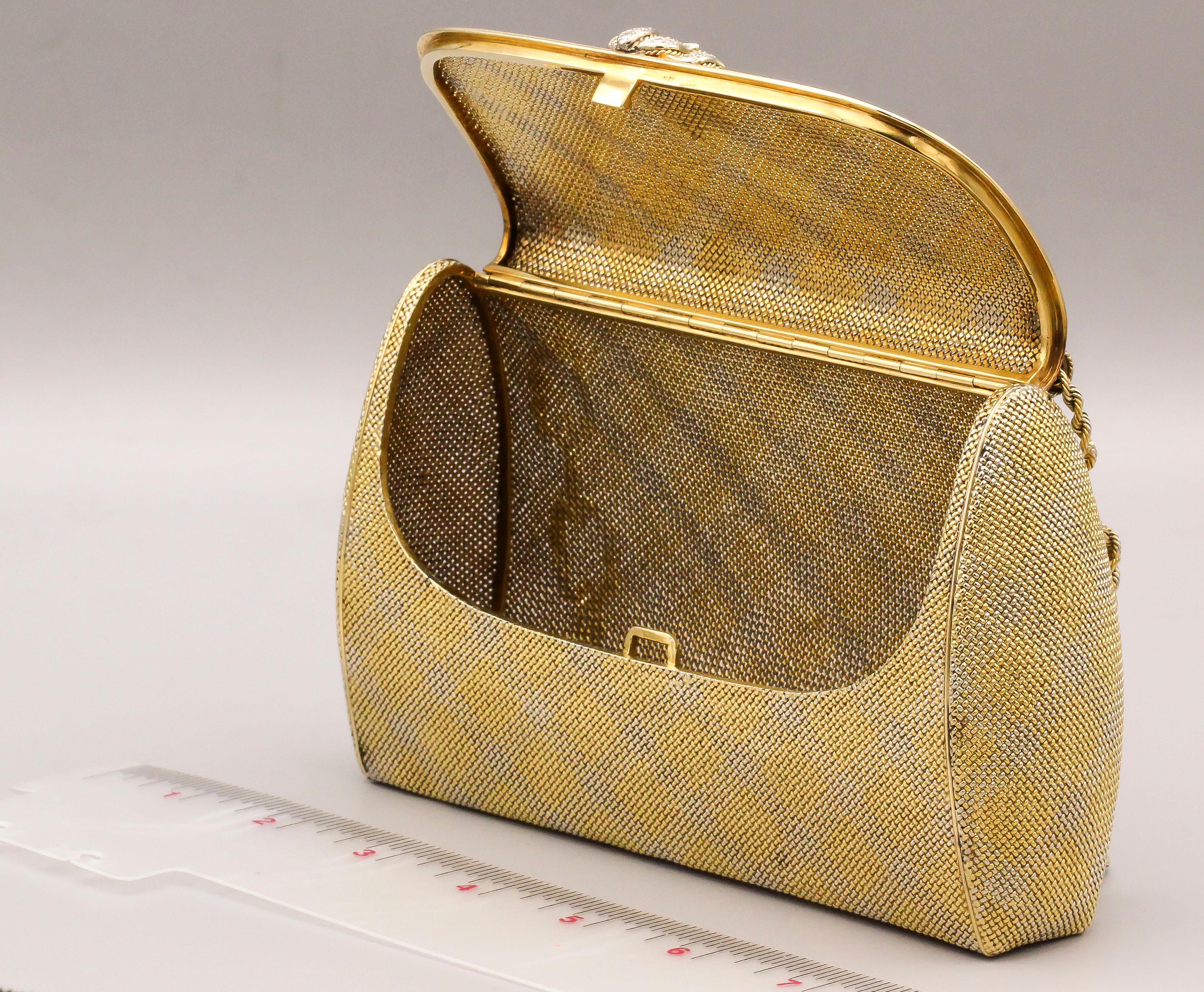 Women's Verdura Diamond 18 Karat Gold Mesh Purse Evening Bag