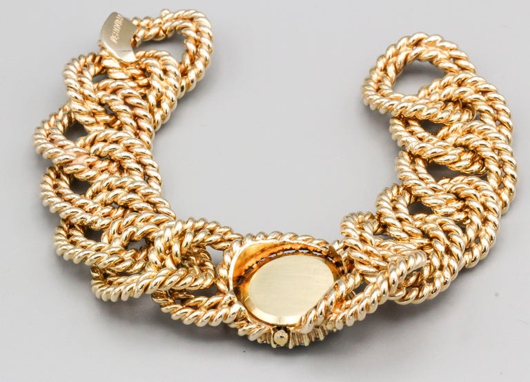 Verdura Diamond and Gold Link Watch Bracelet For Sale at 1stDibs