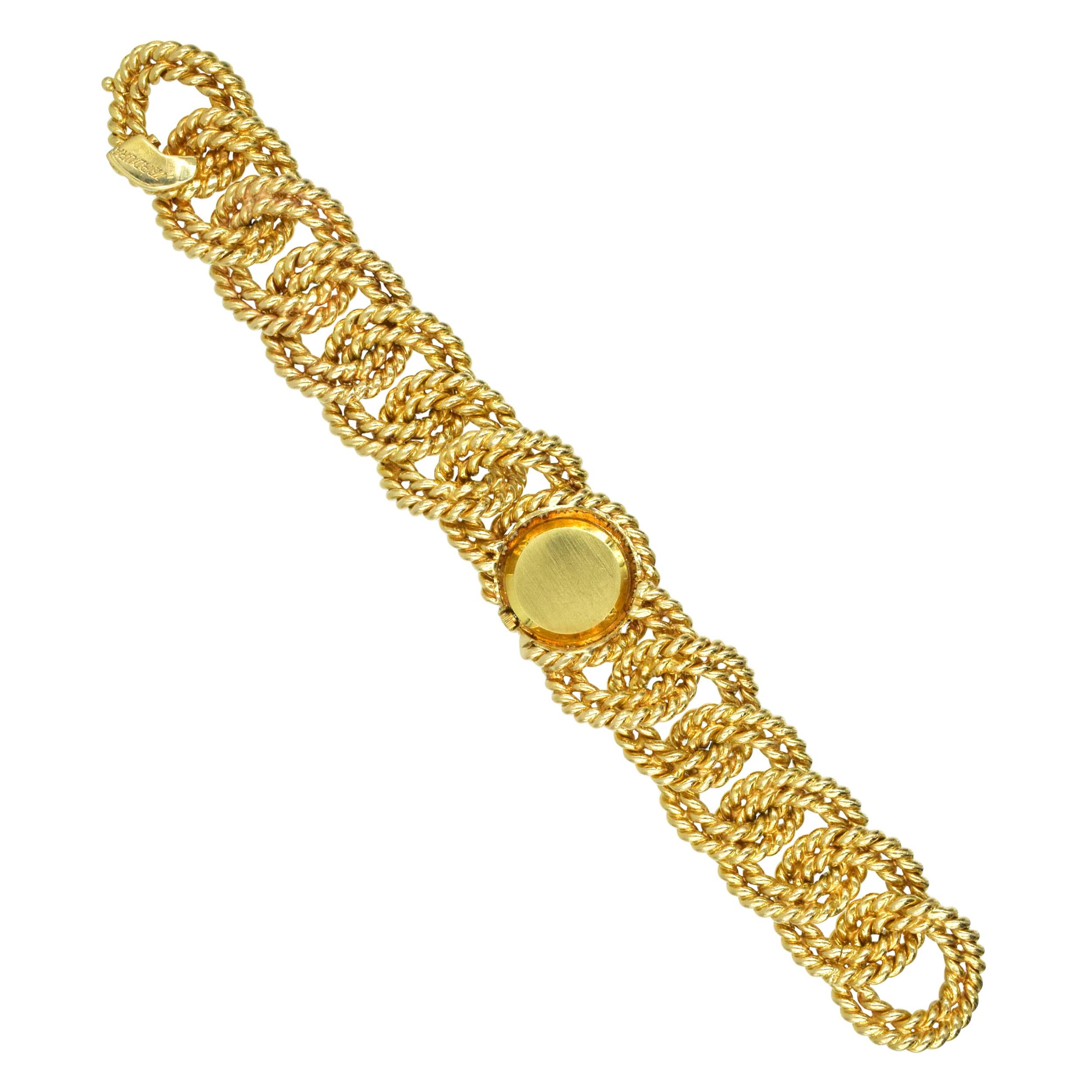 Taille ronde Verdura Montre-bracelet à maillons en or et diamants en vente