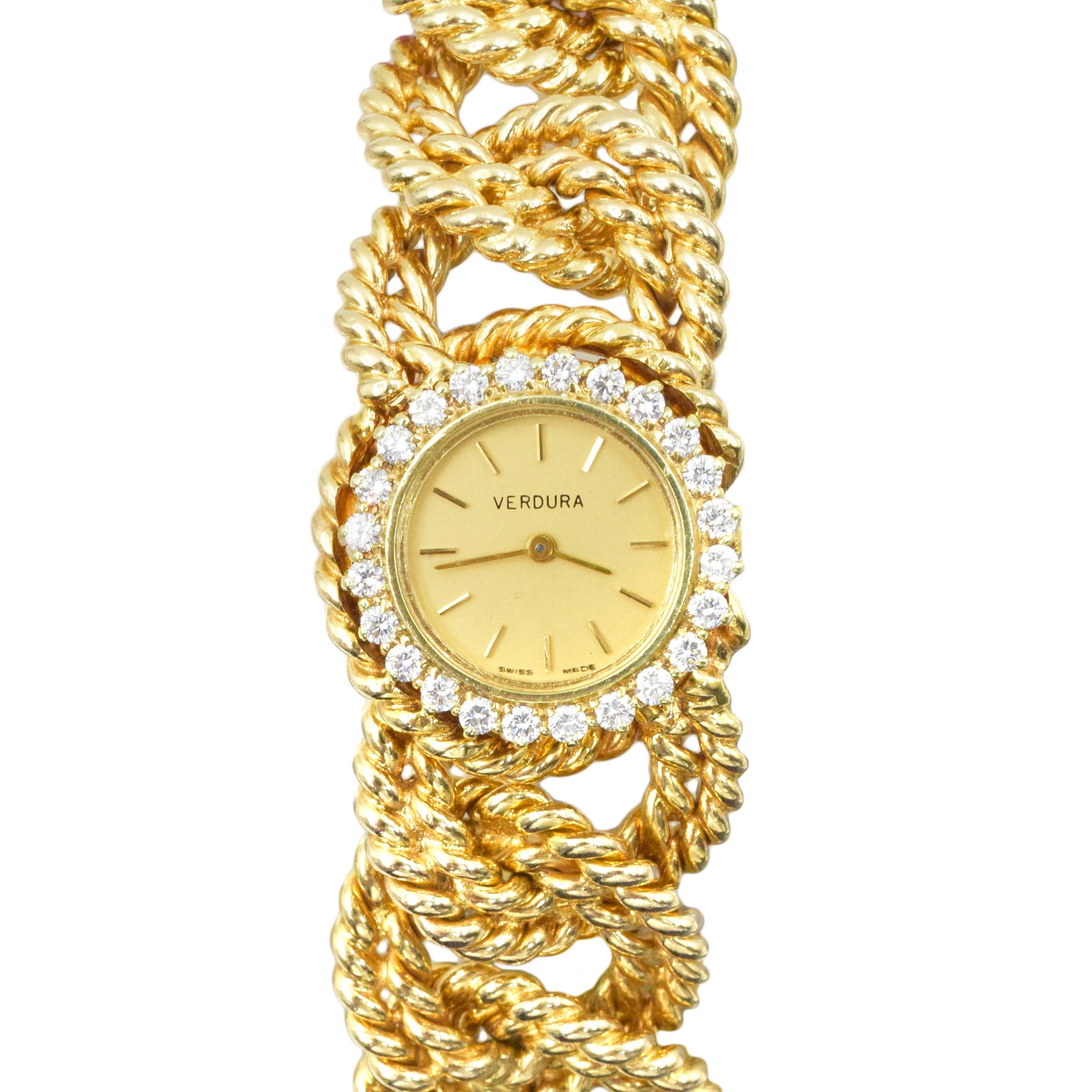 Artiste Verdura Montre-bracelet à maillons en or et diamants en vente