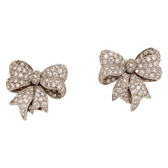 Verdura Diamond Bow Motif Clip Earrings