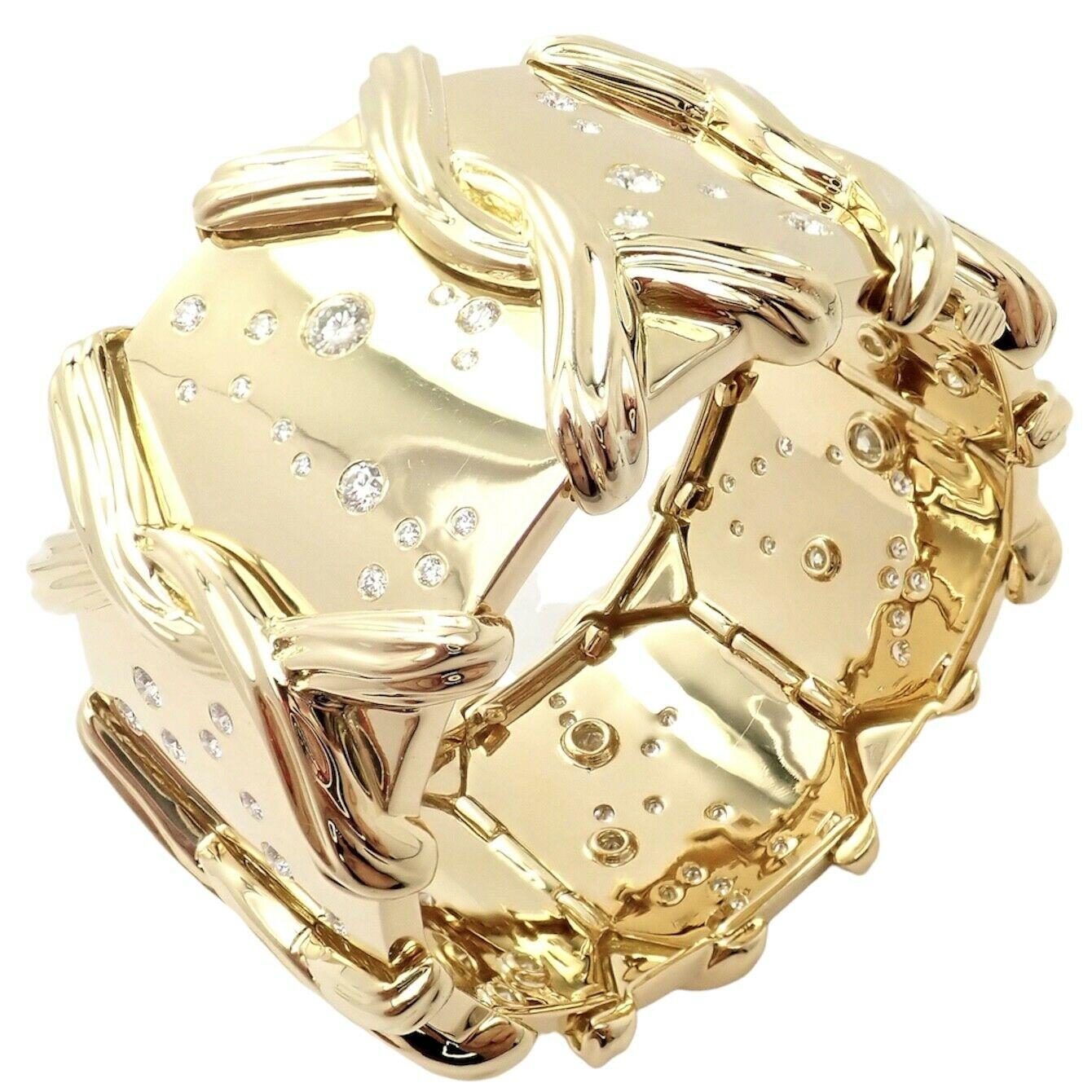 Verdura Diamond Constellation Wide Yellow Gold Bangle Bracelet 2