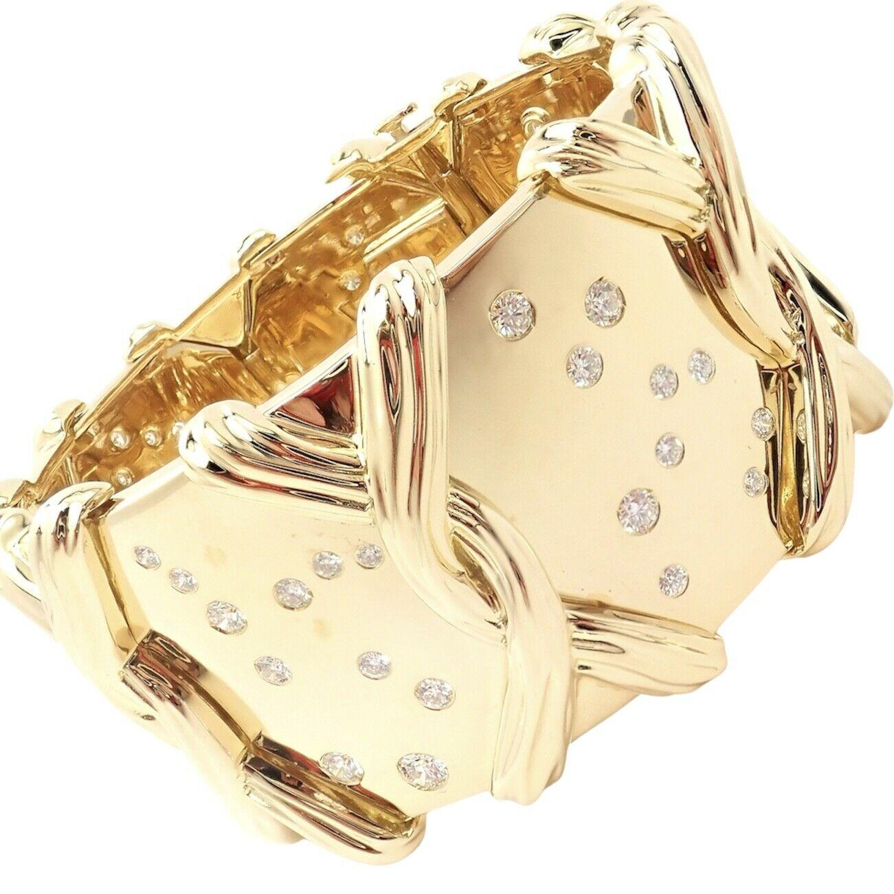 Verdura Diamond Constellation Wide Yellow Gold Bangle Bracelet 3