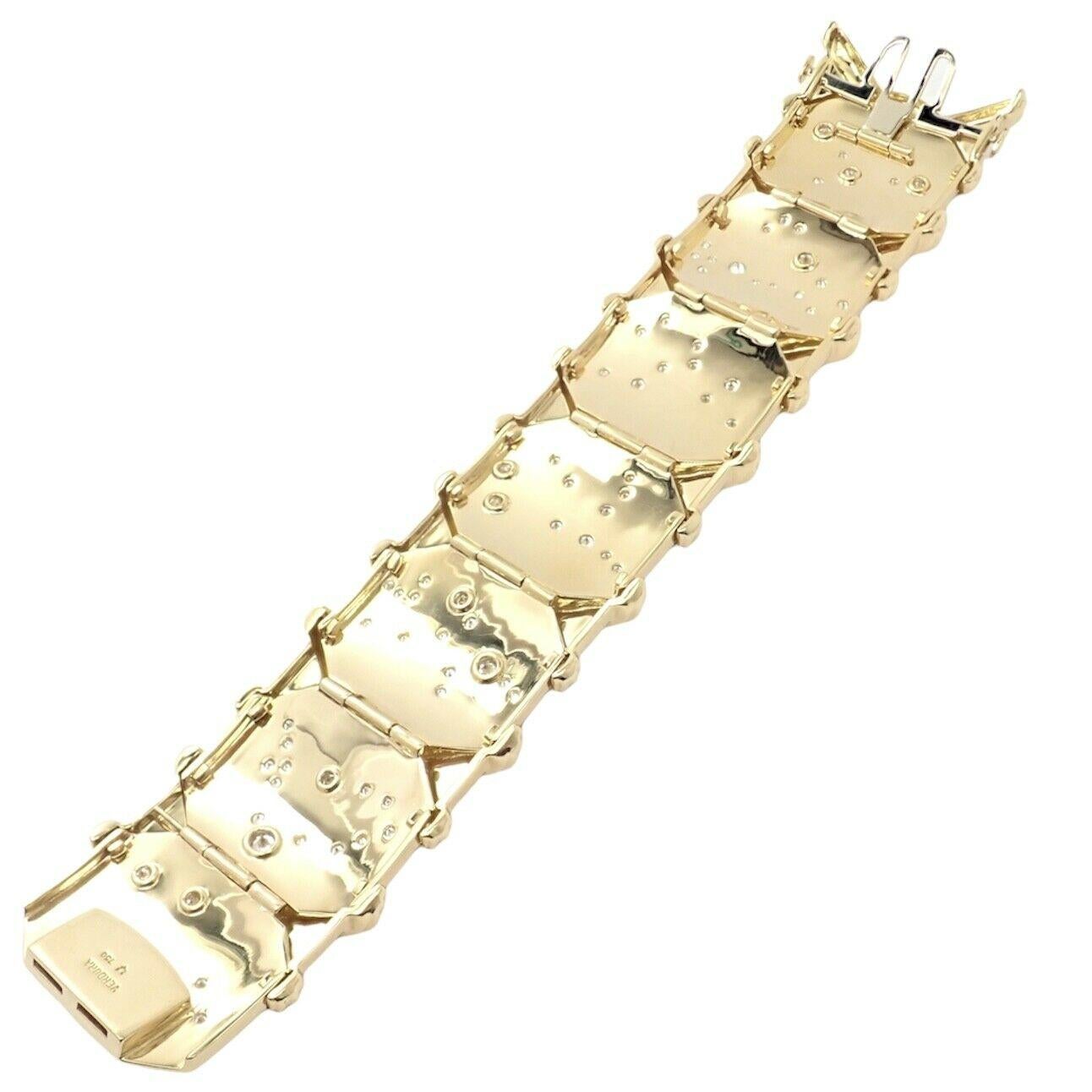 Verdura Diamond Constellation Wide Yellow Gold Bangle Bracelet In Excellent Condition In Holland, PA