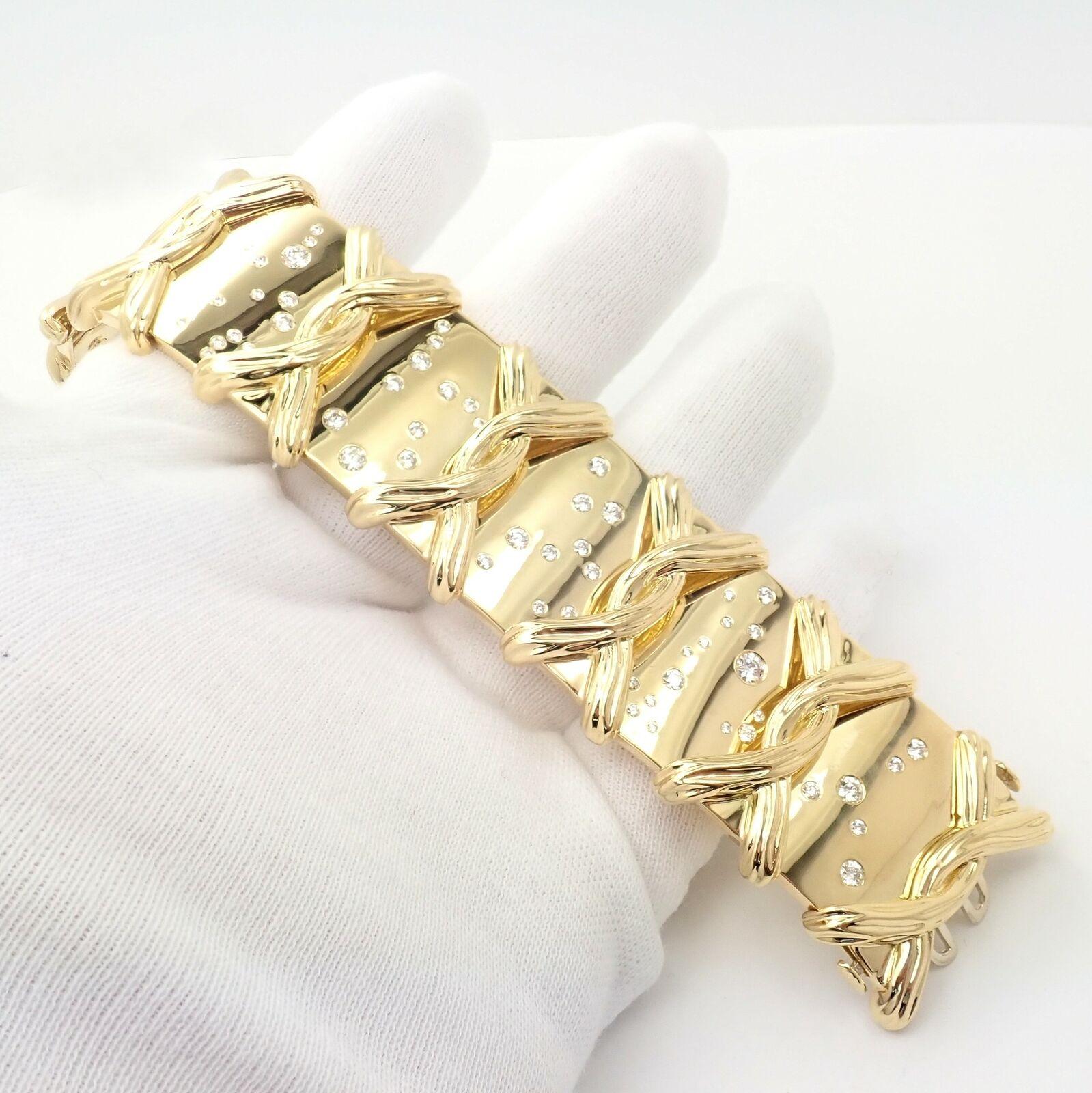 Verdura Diamond Constellation Wide Yellow Gold Bangle Bracelet 1
