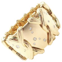 Verdura Diamond Constellation Wide Yellow Gold Bangle Bracelet