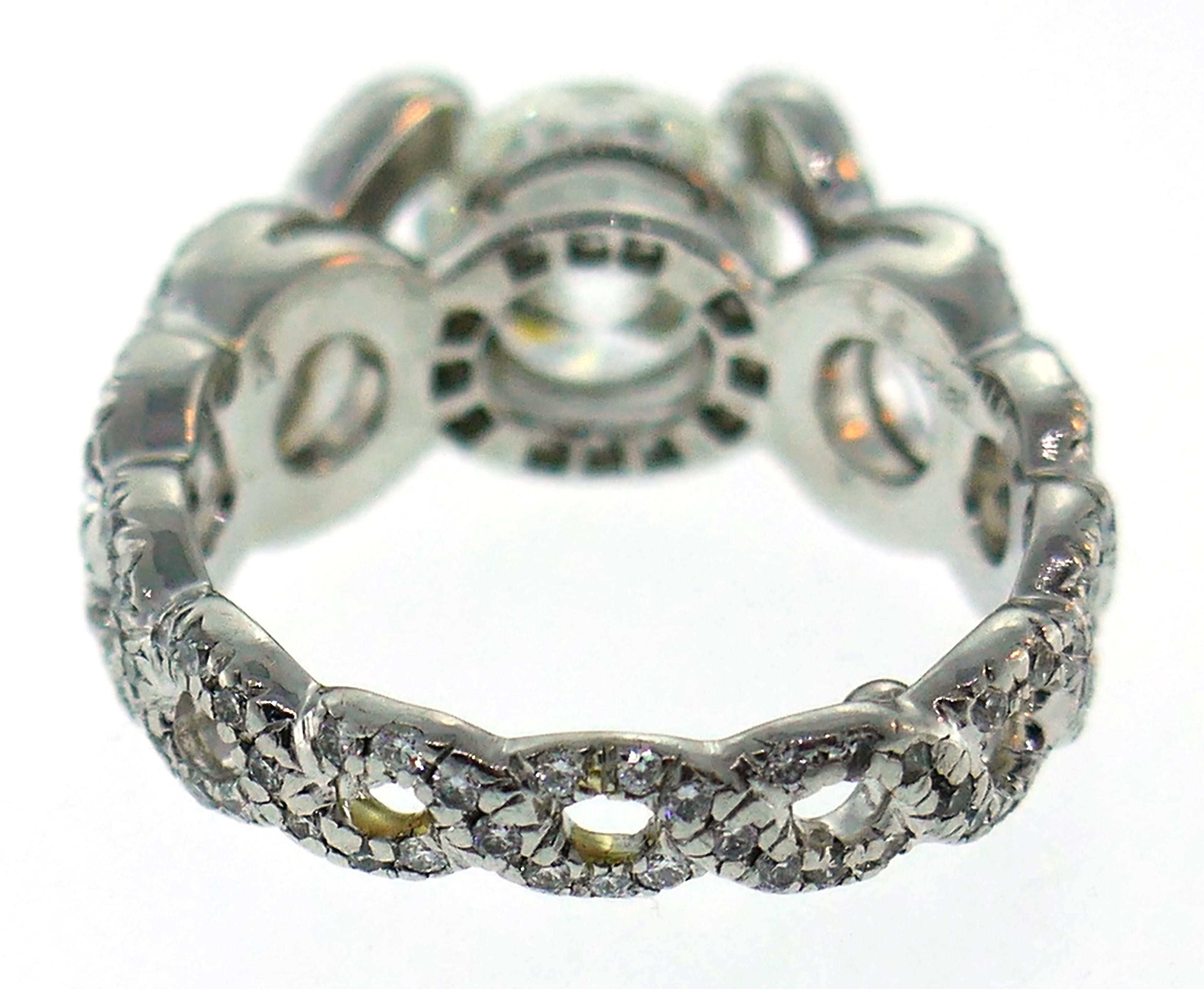 Anillo cruzado de platino con diamantes Verdura 2,05 quilates GIA en venta 1