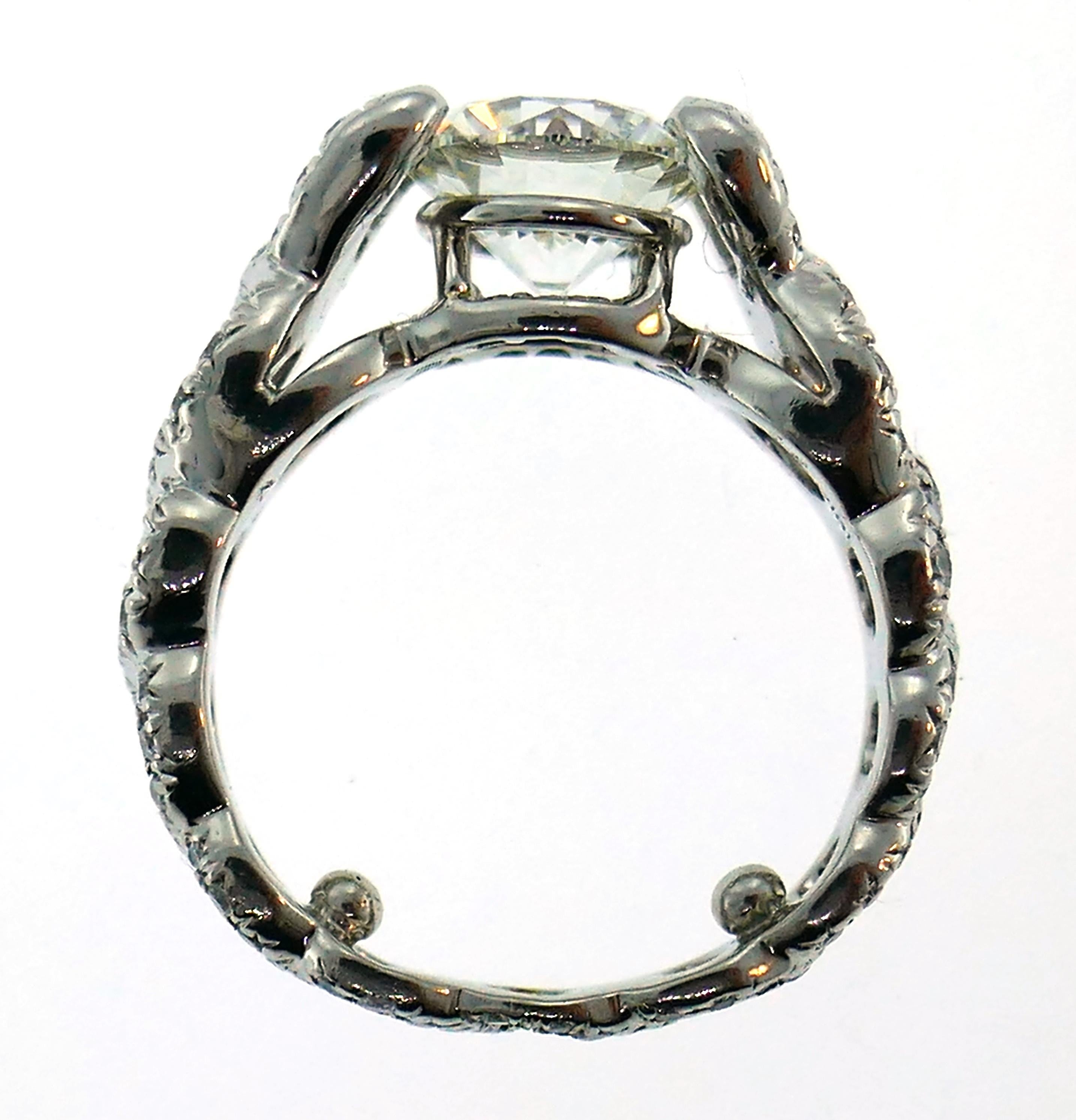 Women's Verdura Diamond Platinum Criss Cross Ring 2.05 Carat GIA For Sale