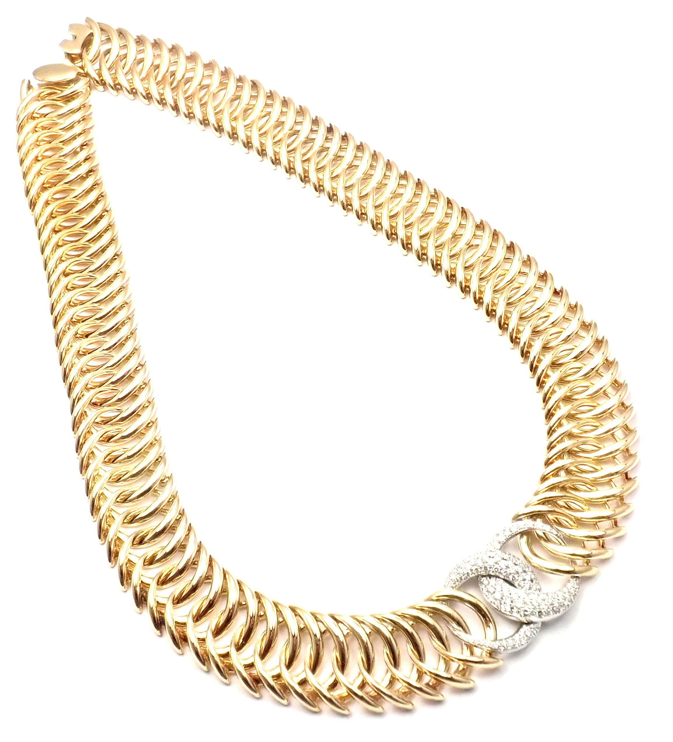 Verdura Double Crescent Diamond Yellow Gold Necklace In Excellent Condition In Holland, PA