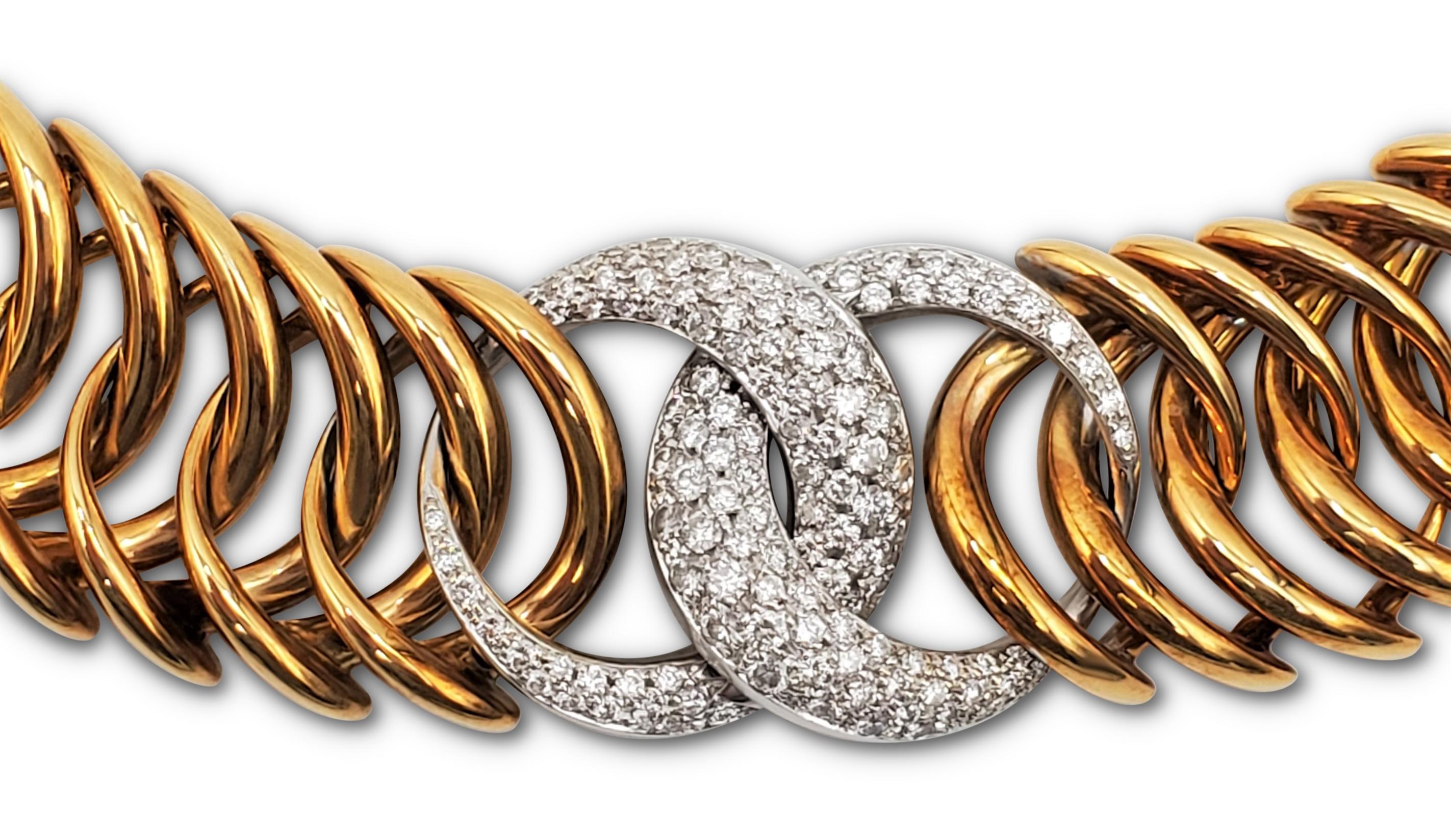 Women's Verdura 'Double Crescent' Diamond Gold Necklace