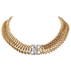 Verdura 'Double Crescent' Diamant-Halskette aus Gold mit Gold