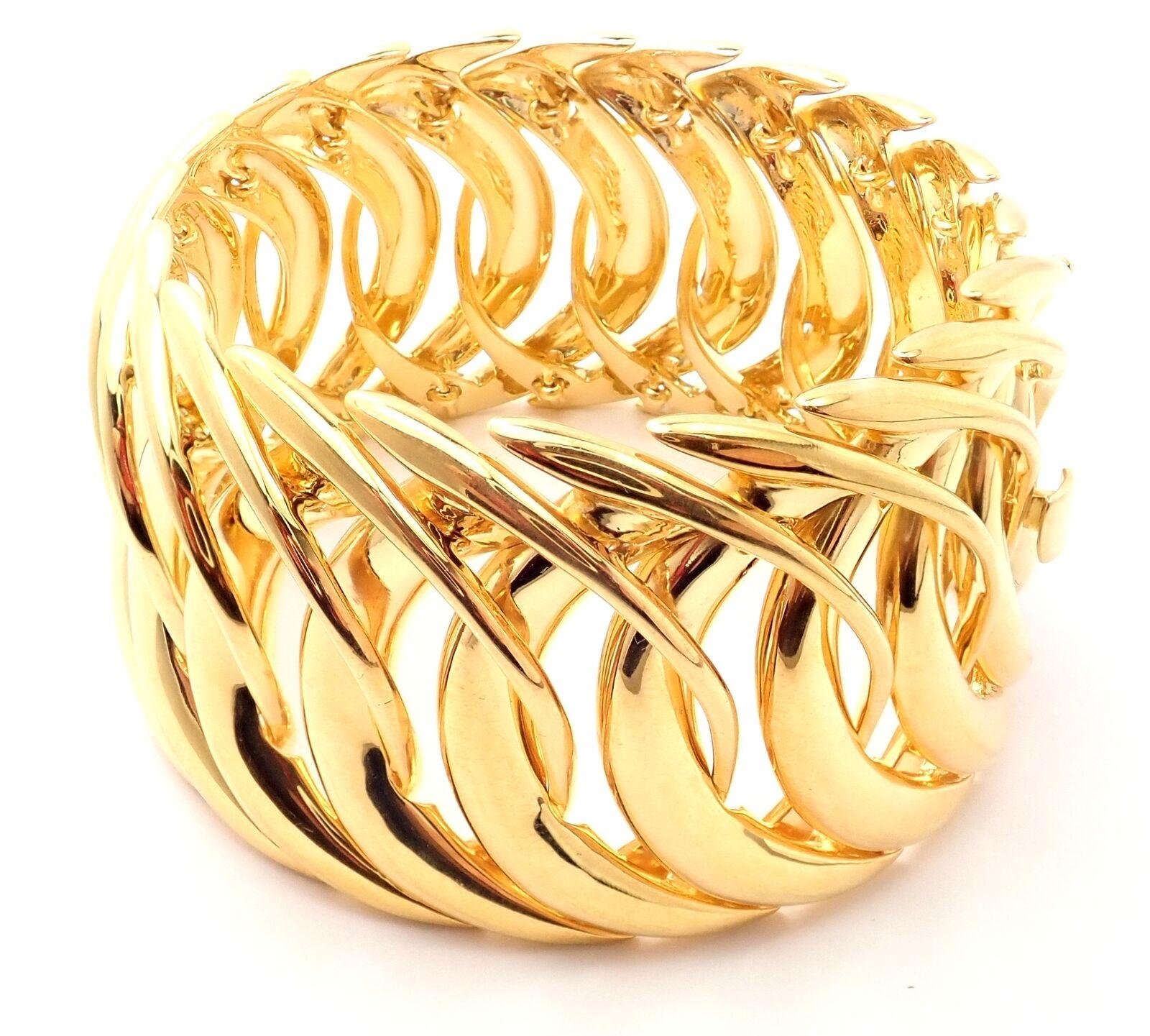 18k Yellow Gold Double Crescent Wide Bracelet by Verdura. 
Details: 
Weight: 125.5 grams
Width: 1.25