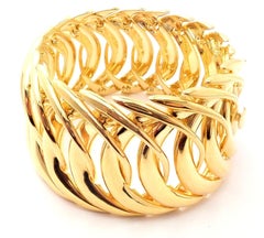 Verdura Double Crescent Yellow Gold Wide Link Bracelet