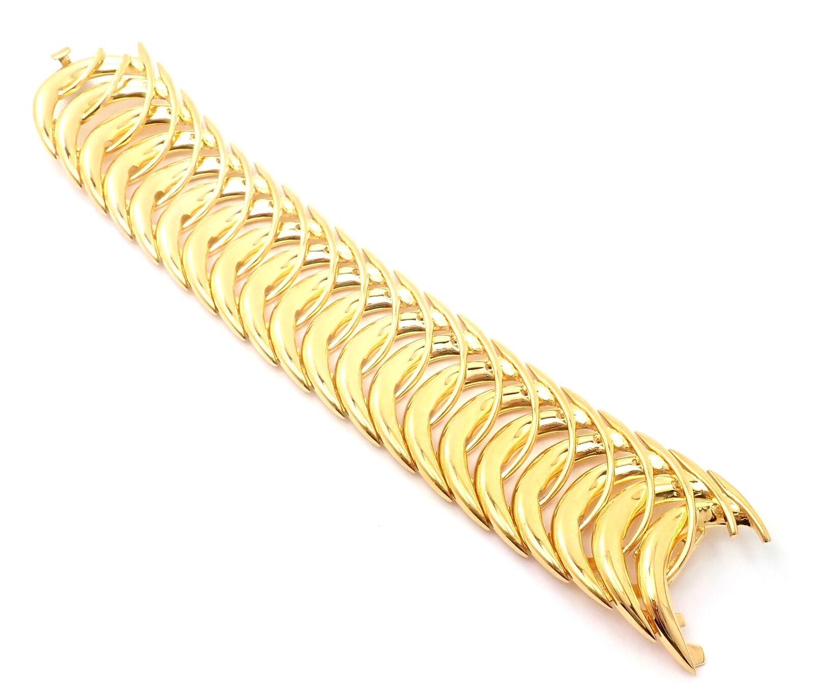 Verdura Double Crescent Yellow Gold Wide Link Bracelet 1