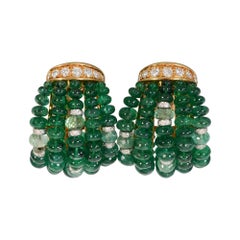 Verdura Emerald and Diamond Earrings