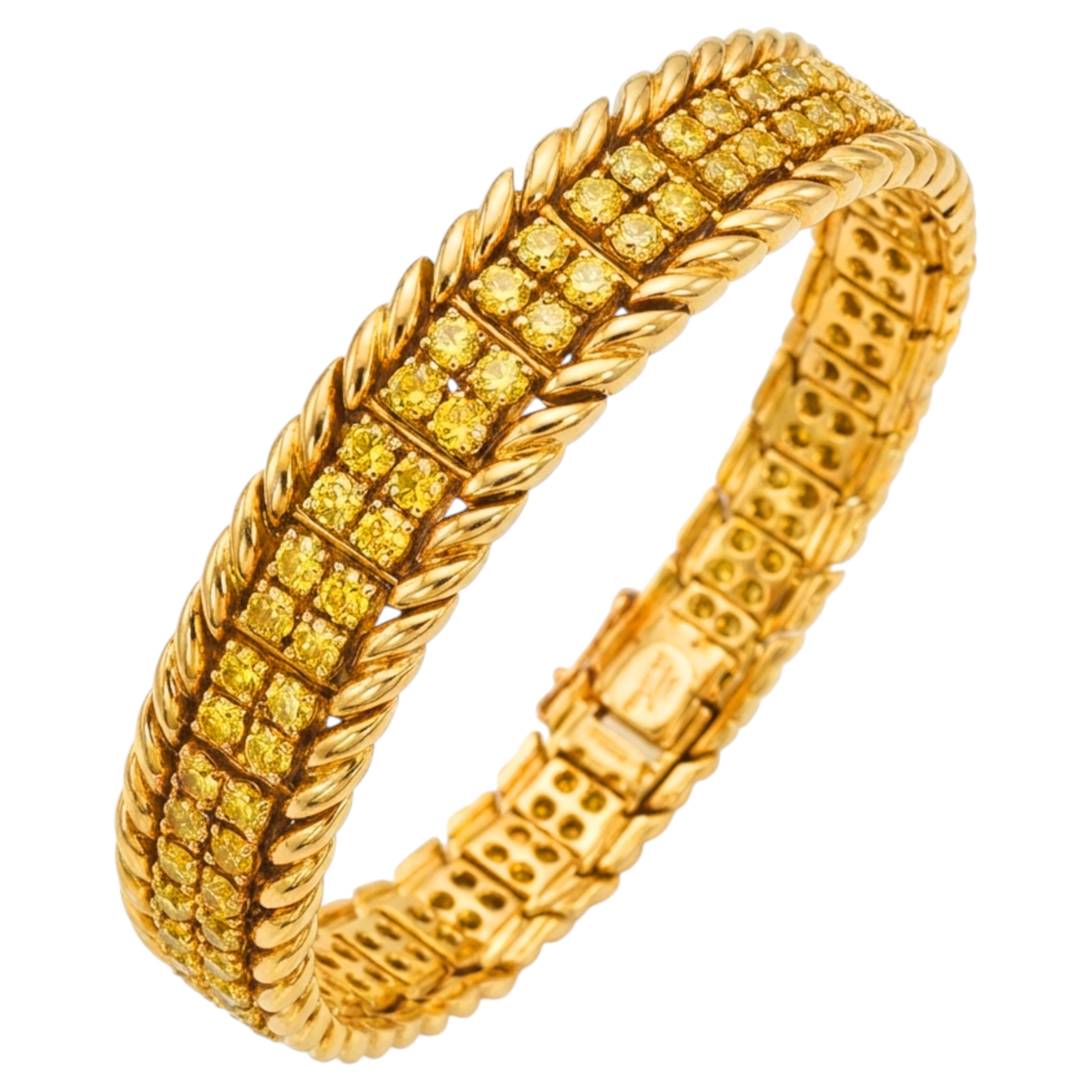 Verdura Fancy Yellow Diamond Bracelet 18K Gold Bracelet