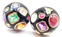 Pendientes Verdura Fulco con piedra de color, esmalte negro y oro amarillo