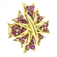 Verdura Garnet and Diamond "Maltese Cross" Brooch