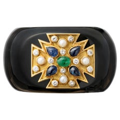 Verdura Gem-Set Black Onyx Maltese Cross Cuff Bracelet