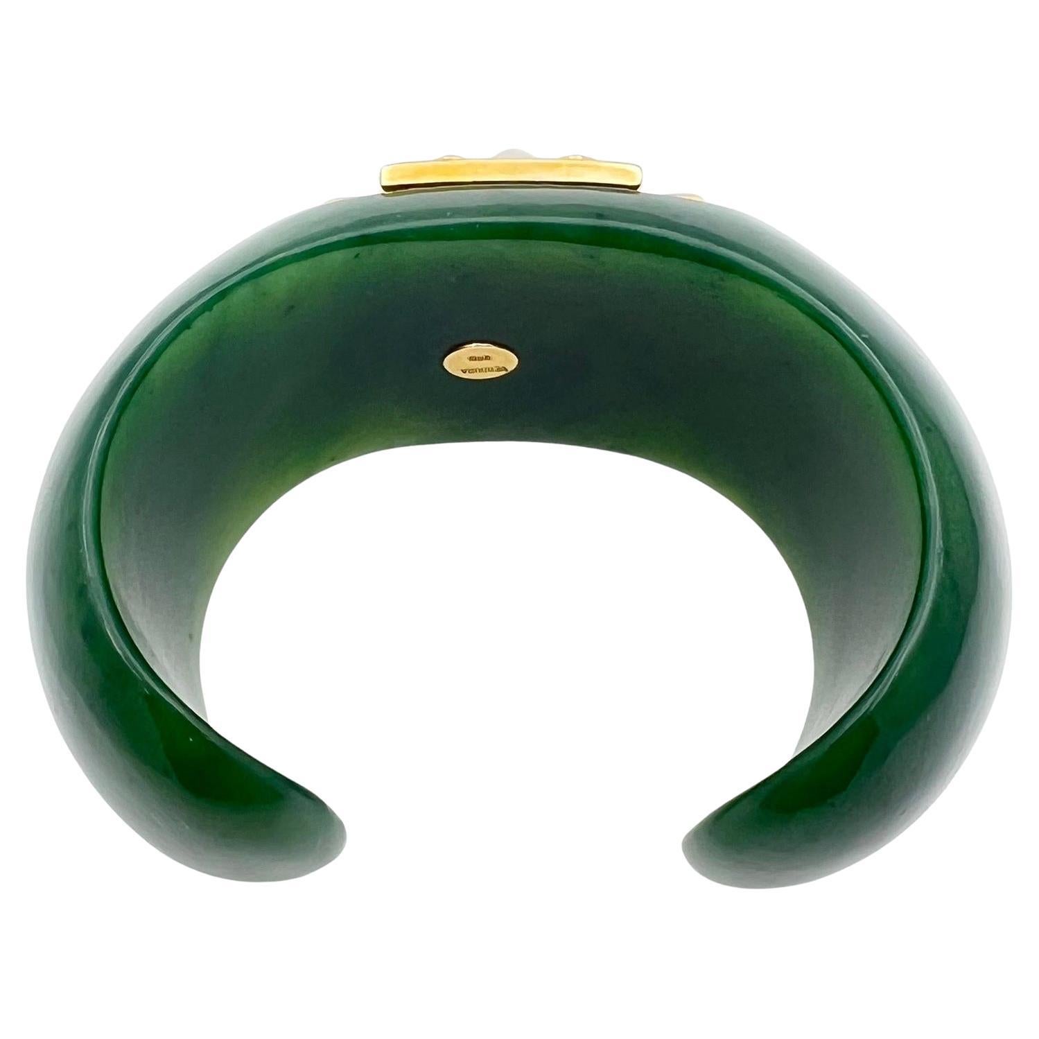 Women's or Men's Verdura Gem-Set Green Jade Maltese Cross Cuff Bracelet
