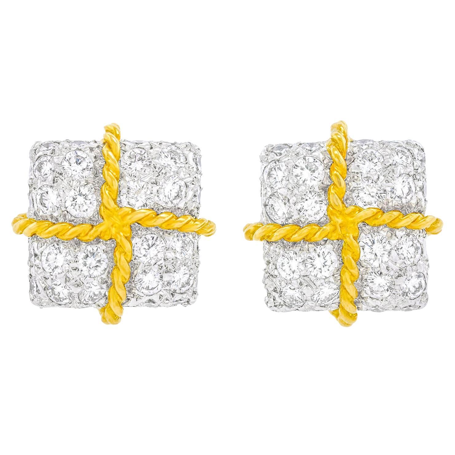 Verdura "Wrapped Gift" Diamond Earrings