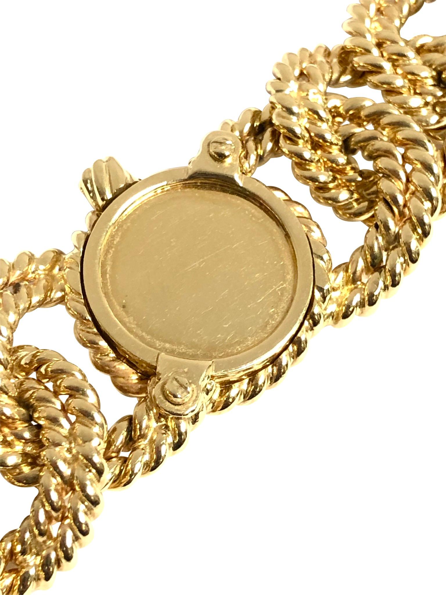 Verdura Montre-bracelet à maillons en forme de corde en or et diamants Excellent état - En vente à Chicago, IL